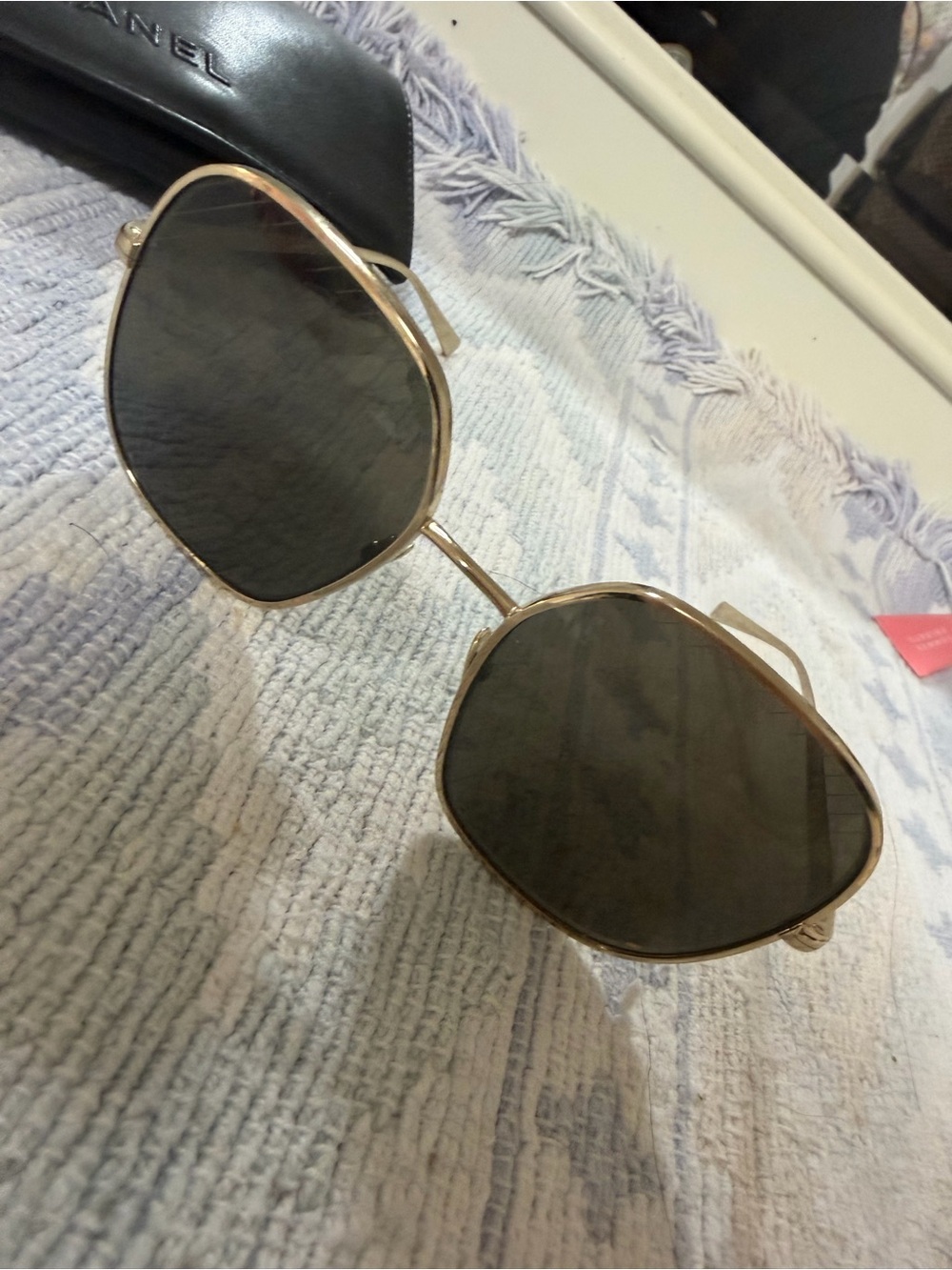 authentic CHANEL Gold Frame Sunglasses with Black Lenses